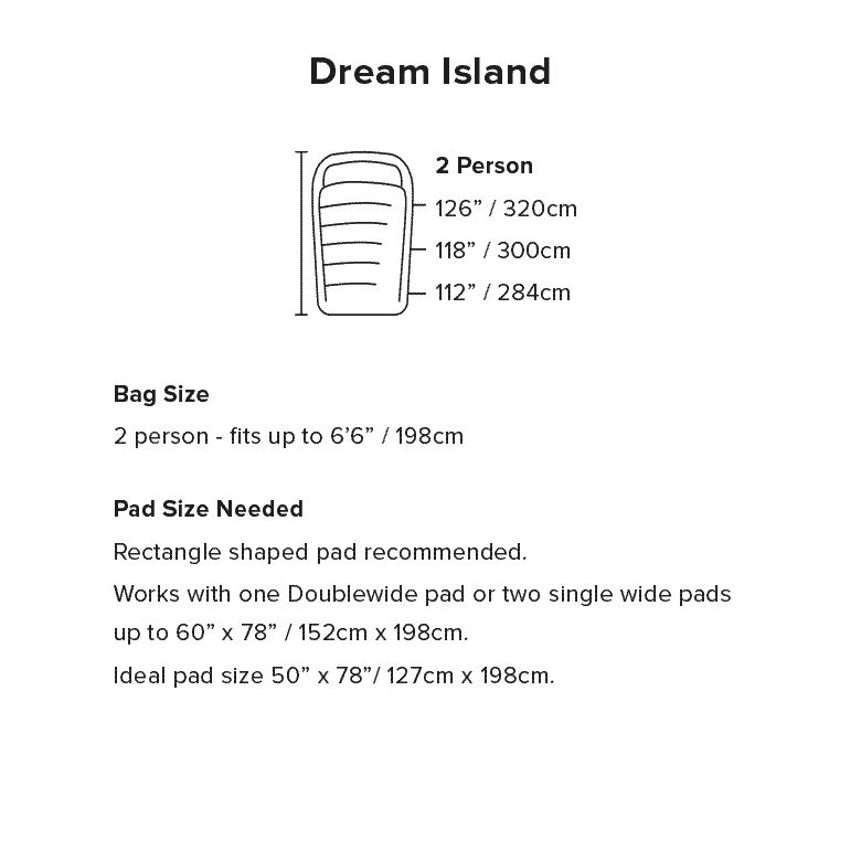 Big Agnes Dream Island Sizing Information